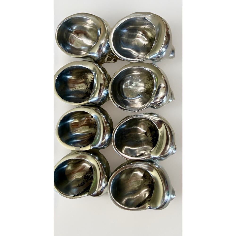 LUNARES SAN FRANCISCO Silver Metal Beach Shell Candle Holder aluminum votives 2”